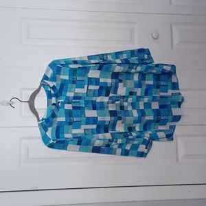 NYDJ Blue Multi Pullover Blouse Sz L